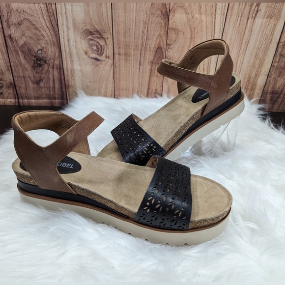 Josef Seibel Clea 09 Women’s Sandals Black Leather Wedge Cork, size 42 NWOB - Picture 3 of 8